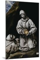 Saint Francis Contemplating a Skull with Brother Leo-El Greco-Mounted Giclee Print