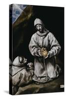 Saint Francis Contemplating a Skull with Brother Leo-El Greco-Stretched Canvas