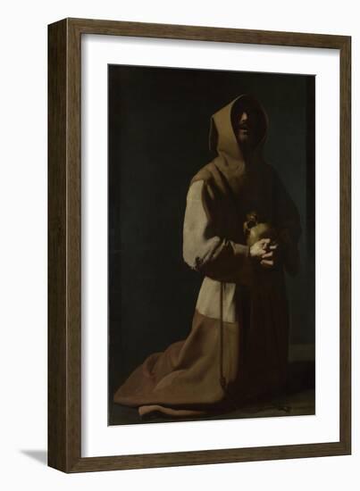 Saint Francis in Meditation, 1635-1640-Francisco de Zurbarán-Framed Giclee Print