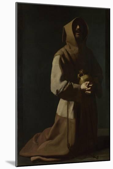 Saint Francis in Meditation, 1635-1640-Francisco de Zurbarán-Mounted Giclee Print