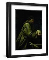 Saint Francis in Meditation-Caravaggio-Framed Giclee Print