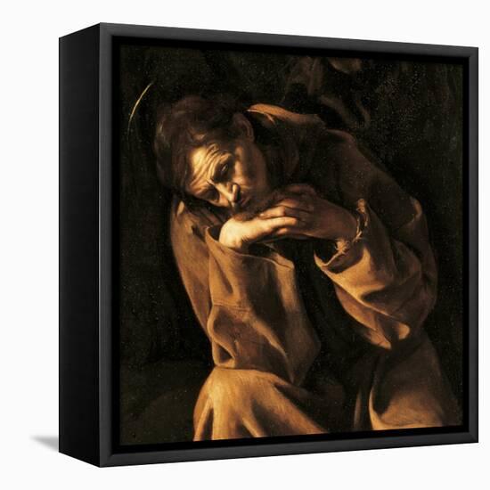 Saint Francis in Prayer-Caravaggio-Framed Stretched Canvas