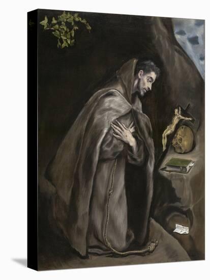 Saint Francis Kneeling in Meditation, 1595-1600-El Greco-Stretched Canvas