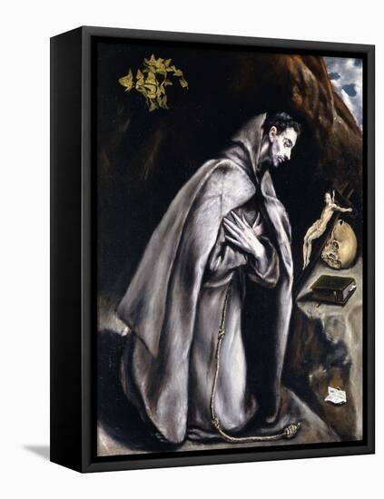 Saint Francis Kneeling in Meditation-El Greco-Framed Stretched Canvas