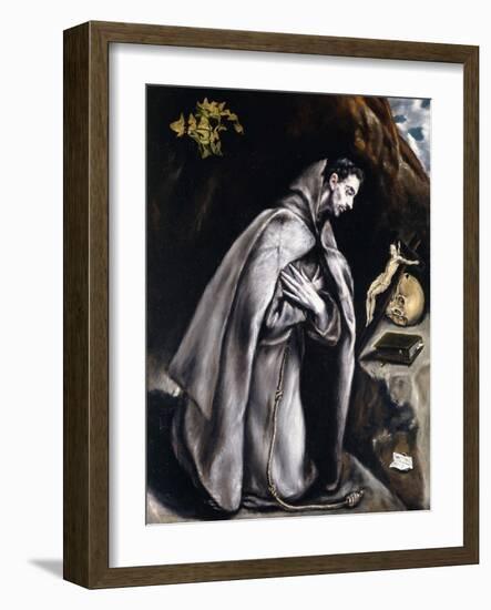 Saint Francis Kneeling in Meditation-El Greco-Framed Giclee Print