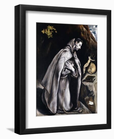 Saint Francis Kneeling in Meditation-El Greco-Framed Giclee Print