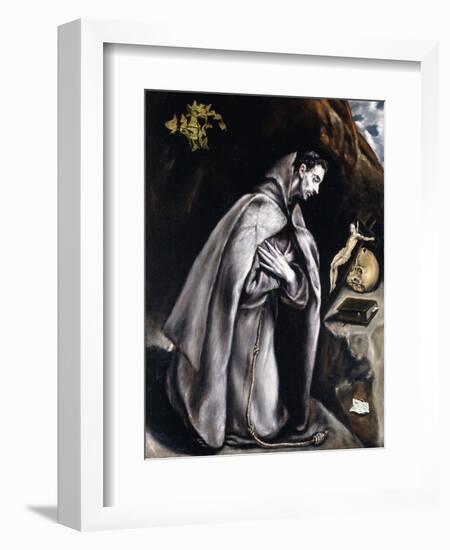 Saint Francis Kneeling in Meditation-El Greco-Framed Giclee Print