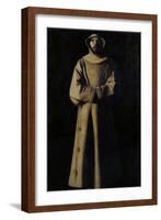 Saint Francis of Assisi after the Vision of Pope Nicholas V-Francisco de Zurbarán-Framed Giclee Print