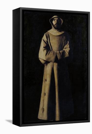 Saint Francis of Assisi after the Vision of Pope Nicholas V-Francisco de Zurbarán-Framed Stretched Canvas