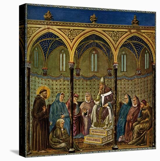 Saint Francis of Assisi preaches to Pope Honorius III-Giotto di Bondone-Stretched Canvas