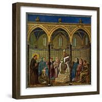 Saint Francis of Assisi preaches to Pope Honorius III-Giotto di Bondone-Framed Giclee Print