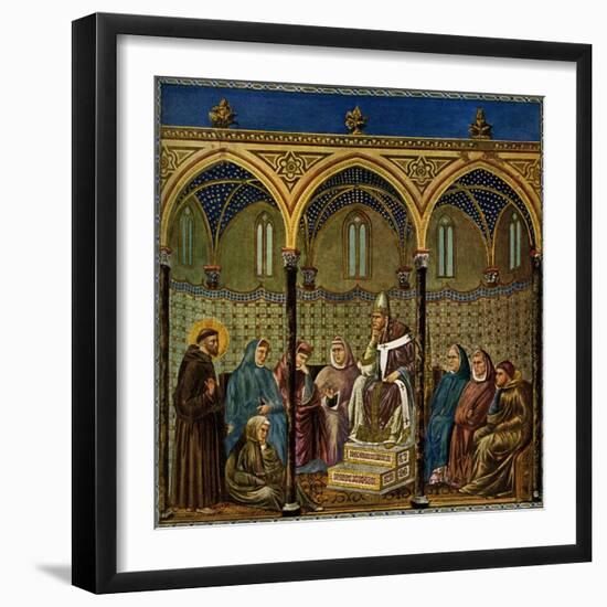 Saint Francis of Assisi preaches to Pope Honorius III-Giotto di Bondone-Framed Giclee Print
