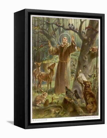 Saint Francis of Assisi, Preaching to the Animals-Hans Stubenrauch-Framed Stretched Canvas