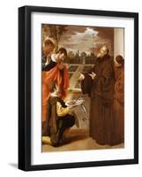 Saint Francis of Paola Blessing the Fish-Jusepe Or Jose Leonardo-Framed Premium Giclee Print