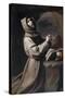 Saint Francis Praying-Francisco de Zurbarán-Stretched Canvas