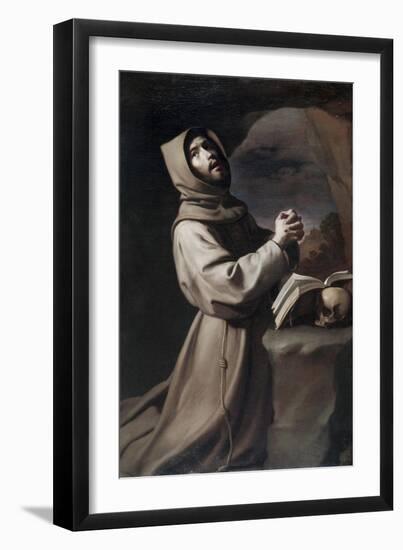 Saint Francis Praying-Francisco de Zurbarán-Framed Giclee Print