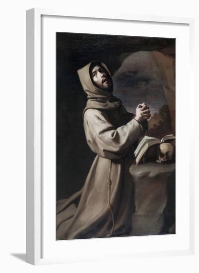Saint Francis Praying-Francisco de Zurbarán-Framed Giclee Print