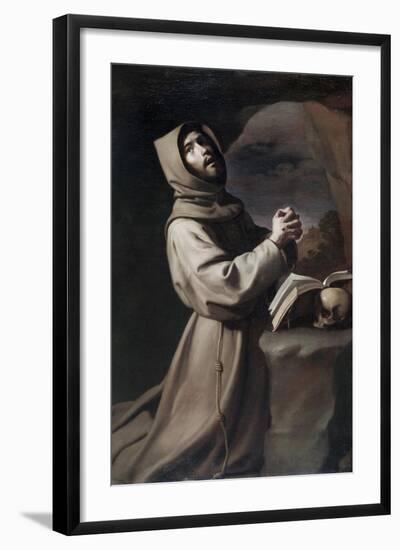 Saint Francis Praying-Francisco de Zurbarán-Framed Giclee Print