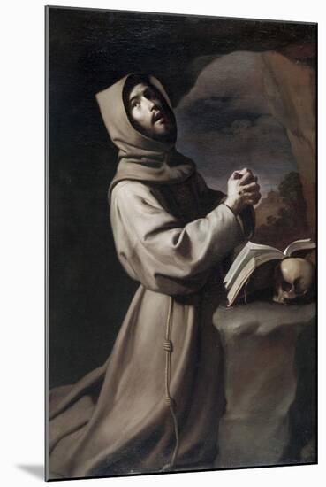 Saint Francis Praying-Francisco de Zurbarán-Mounted Giclee Print