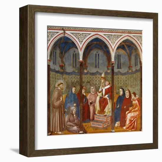 Saint Francis Preaching to Pope Honorius Iii-Giotto-Framed Art Print