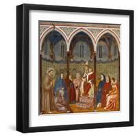 Saint Francis Preaching to Pope Honorius Iii-Giotto-Framed Art Print