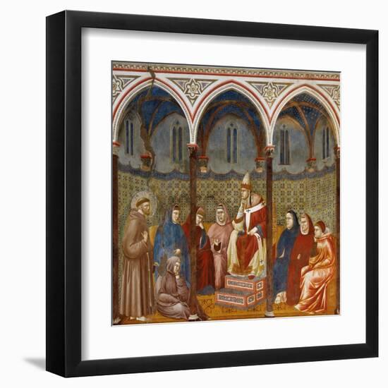 Saint Francis Preaching to Pope Honorius Iii-Giotto-Framed Art Print