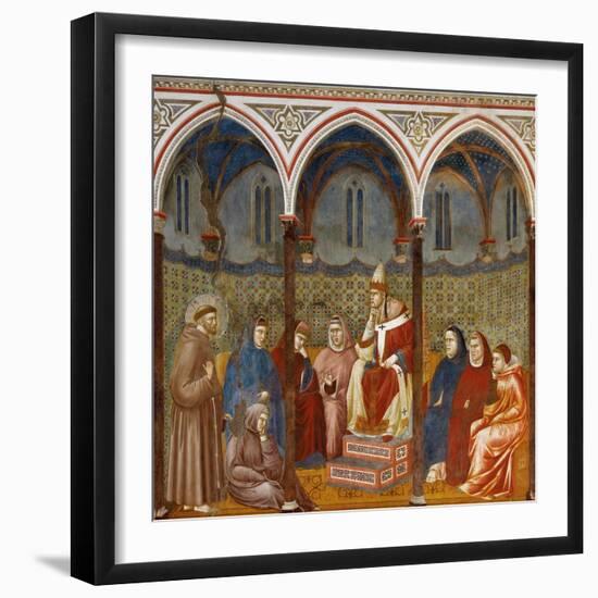 Saint Francis Preaching to Pope Honorius Iii-Giotto-Framed Art Print