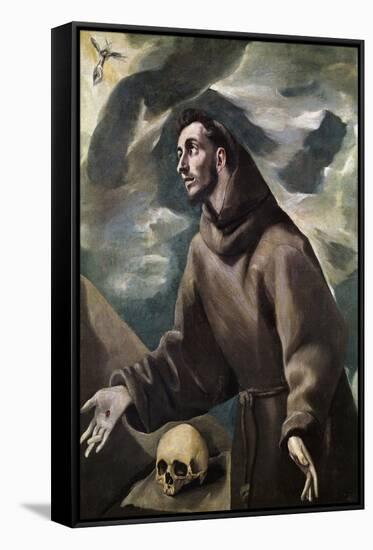 SAINT FRANCIS RECEIVING THE STIGMATA - XVI CENTURY - SPANISH MAMIERISM-Doménikos Theotokópoulo "El Greco"-Framed Stretched Canvas