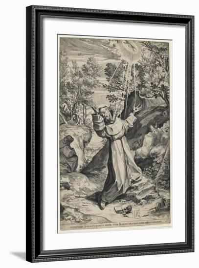 Saint Francis Recieving the Stigmata, 1586-Agostino Carracci-Framed Giclee Print