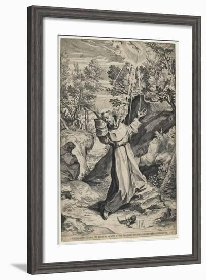 Saint Francis Recieving the Stigmata, 1586-Agostino Carracci-Framed Giclee Print