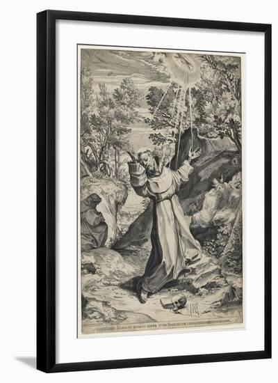 Saint Francis Recieving the Stigmata, 1586-Agostino Carracci-Framed Giclee Print