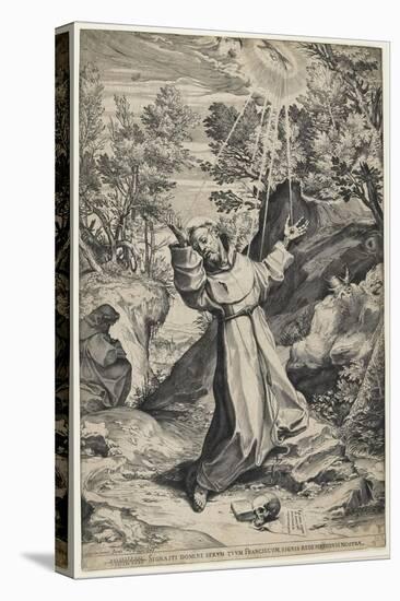 Saint Francis Recieving the Stigmata, 1586-Agostino Carracci-Stretched Canvas