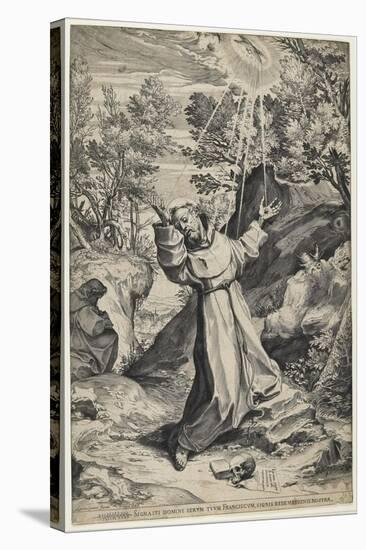 Saint Francis Recieving the Stigmata, 1586-Agostino Carracci-Stretched Canvas