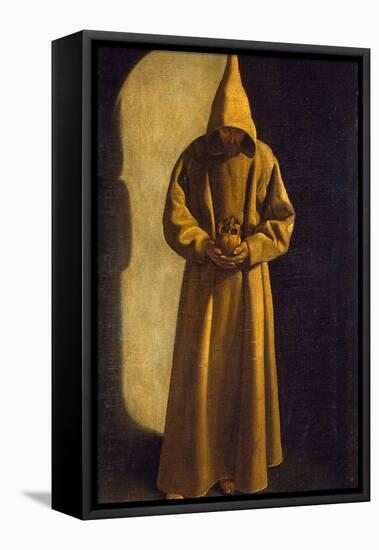 Saint Francis with a Skull in His Hands, C.1630-Francisco de Zurbarán-Framed Stretched Canvas