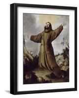 Saint François d'Assise recevant les stigmates-Bartolome Esteban Murillo-Framed Giclee Print