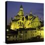 Saint Front Cathedral floodlit at dusk, Perigueux, Dordogne region, Nouvelle Aquitaine, France-Stuart Black-Stretched Canvas