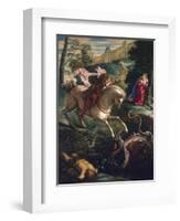 Saint George and the Dragon, 1543-Jacopo Tintoretto-Framed Giclee Print
