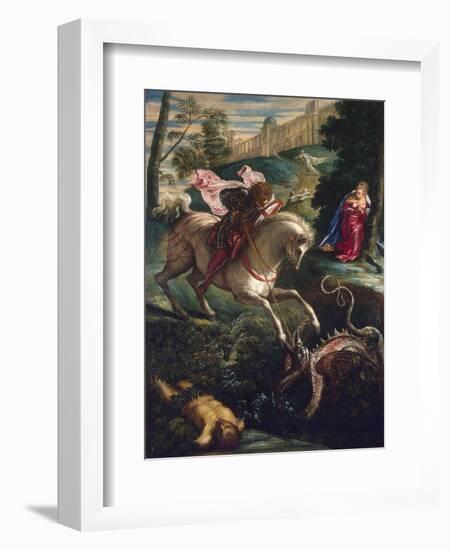 Saint George and the Dragon, 1543-Jacopo Tintoretto-Framed Giclee Print