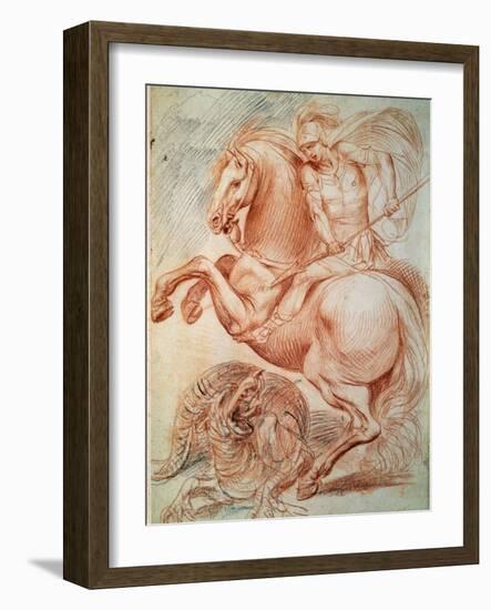 Saint George and the Dragon, 17th Century-Giuseppe Cesari-Framed Giclee Print