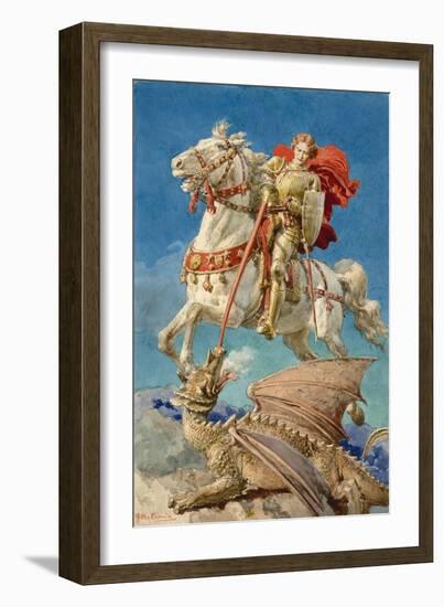 Saint George and the Dragon-Fortunino Matania-Framed Giclee Print