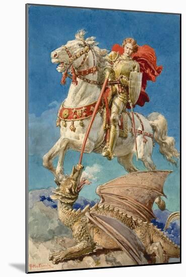 Saint George and the Dragon-Fortunino Matania-Mounted Giclee Print