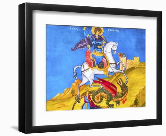 Saint George Dragon Fresco, Saint George's Greek Orthodox Church, Madaba, Jordan-William Perry-Framed Photographic Print