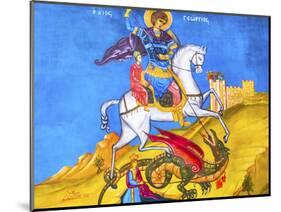 Saint George Dragon Fresco, Saint George's Greek Orthodox Church, Madaba, Jordan-William Perry-Mounted Photographic Print