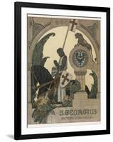 Saint George Praying after Slaying the Dragon-Heinrich Lefler-Framed Photographic Print