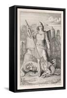 Saint George with His Foot on the Neck of the Dragon He Has Just Slain-A. Petrak-Framed Stretched Canvas