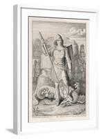 Saint George with His Foot on the Neck of the Dragon He Has Just Slain-A. Petrak-Framed Art Print