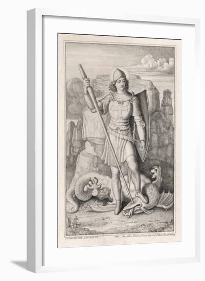 Saint George with His Foot on the Neck of the Dragon He Has Just Slain-A. Petrak-Framed Art Print