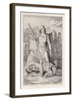 Saint George with His Foot on the Neck of the Dragon He Has Just Slain-A. Petrak-Framed Art Print