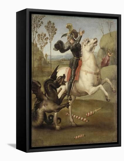 Saint Georges luttant avec le dragon-Raffaello Sanzio-Framed Stretched Canvas