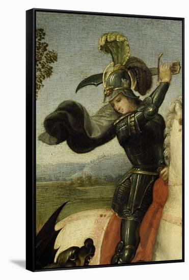 Saint Georges luttant avec le dragon-Raffaello Sanzio-Framed Stretched Canvas